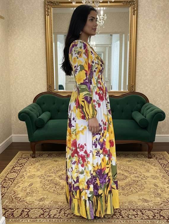 multi colored cotton fit & flare dress - 22301565 -  Standard Image - 1