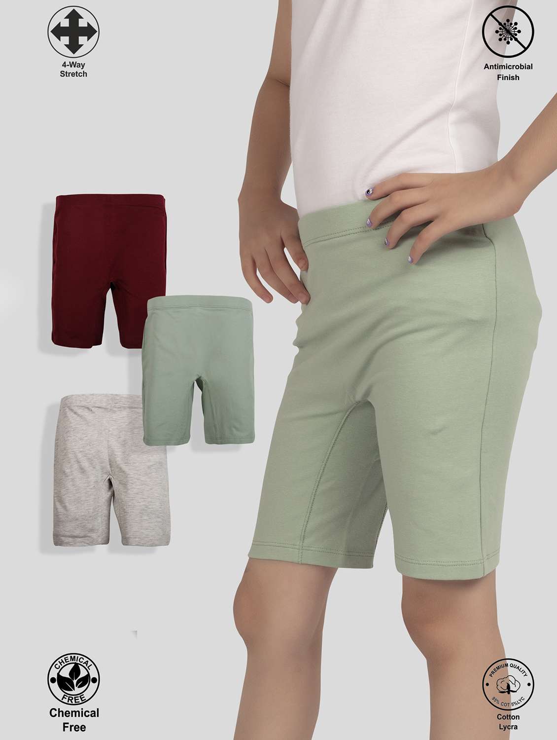 girls pack of 3 solid shorts - 22301605 -  Standard Image - 1