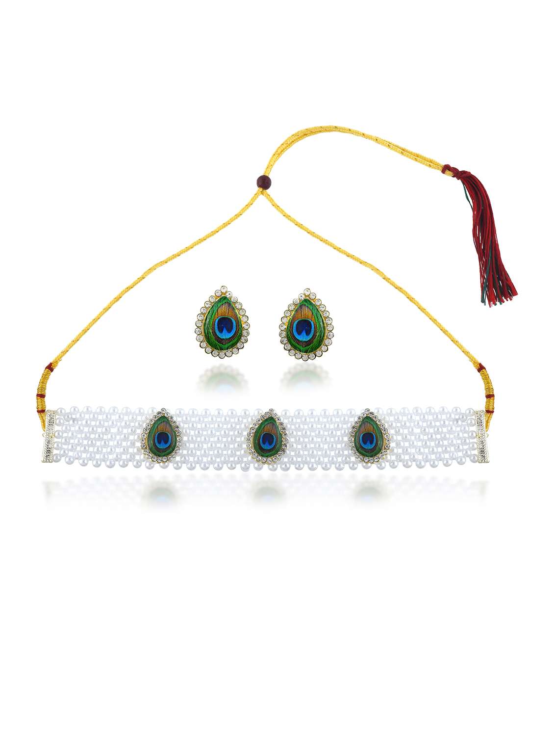 Women Pearl Choker Necklace And Earring Set - 22301614 -  Standard Image - 1