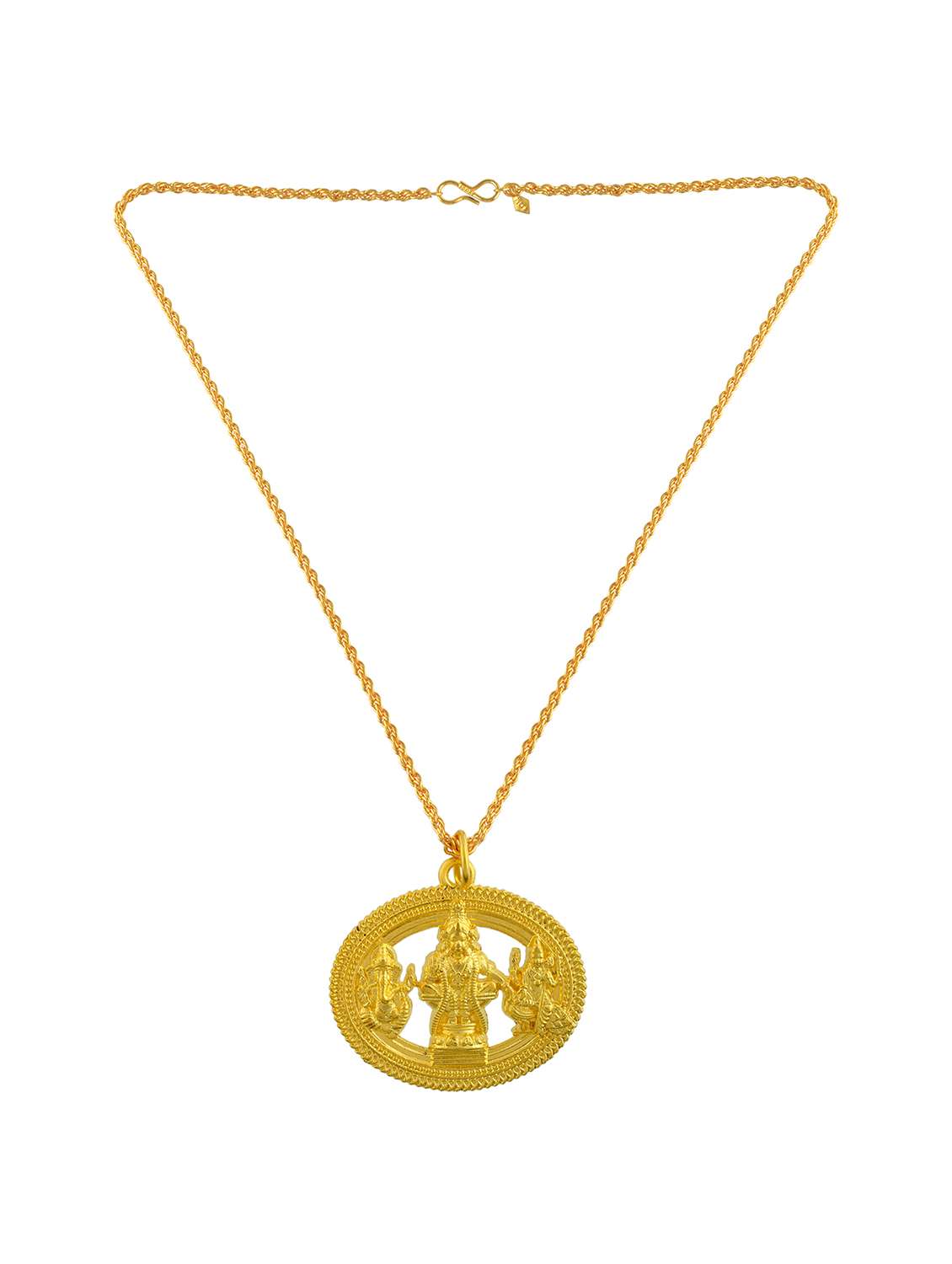 brass gold plated ayappa murugan ganesh lakshmi trinity pendant - 22301641 -  Standard Image - 1