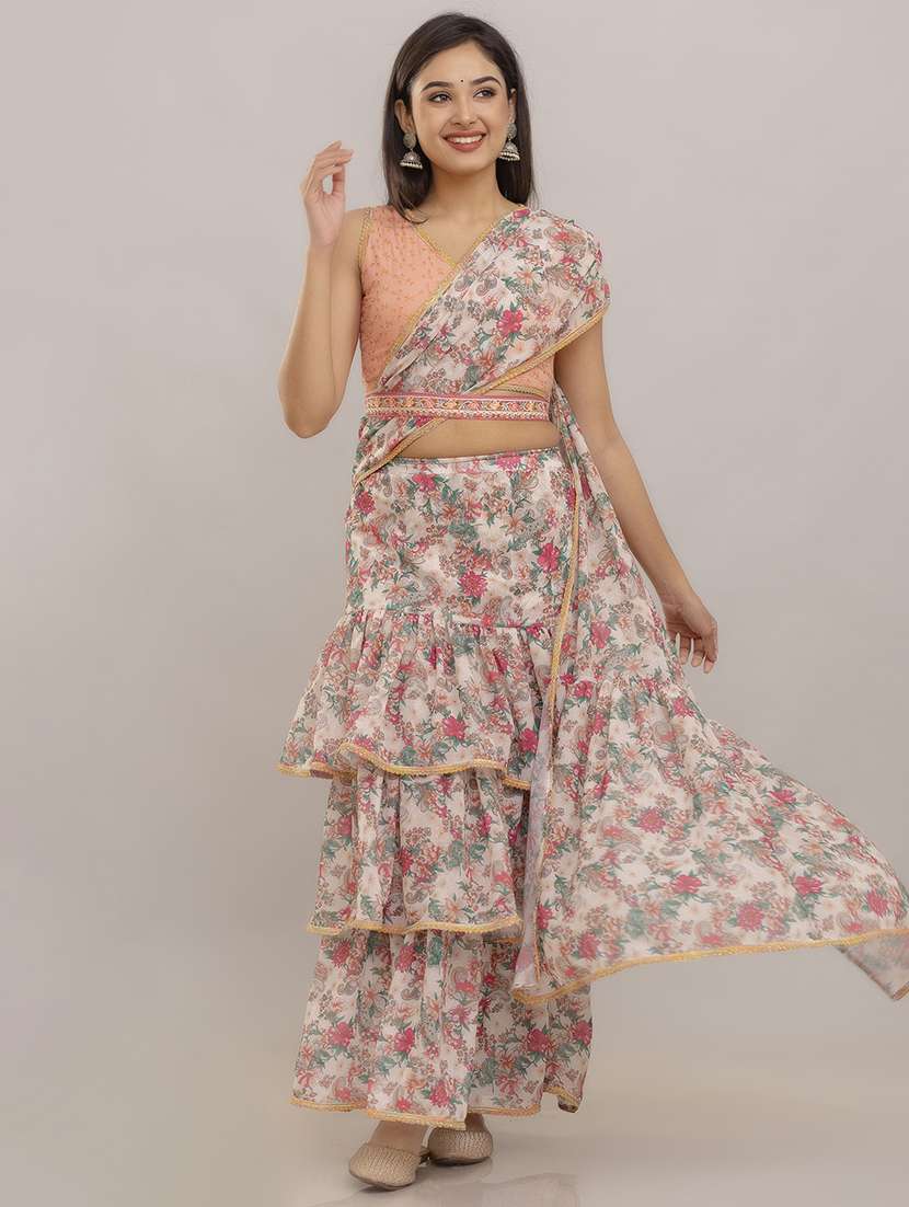 women floral printed pre-drape lehenga - 22301660 -  Standard Image - 1