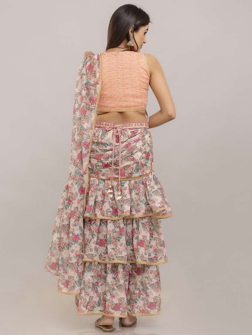 women floral printed pre-drape lehenga - 22301660 -  Standard Image - 4