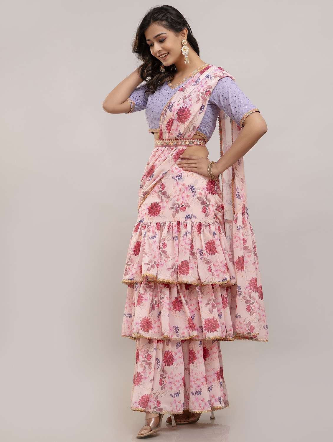 women floral printed pre-drape lehenga - 22301661 -  Standard Image - 1