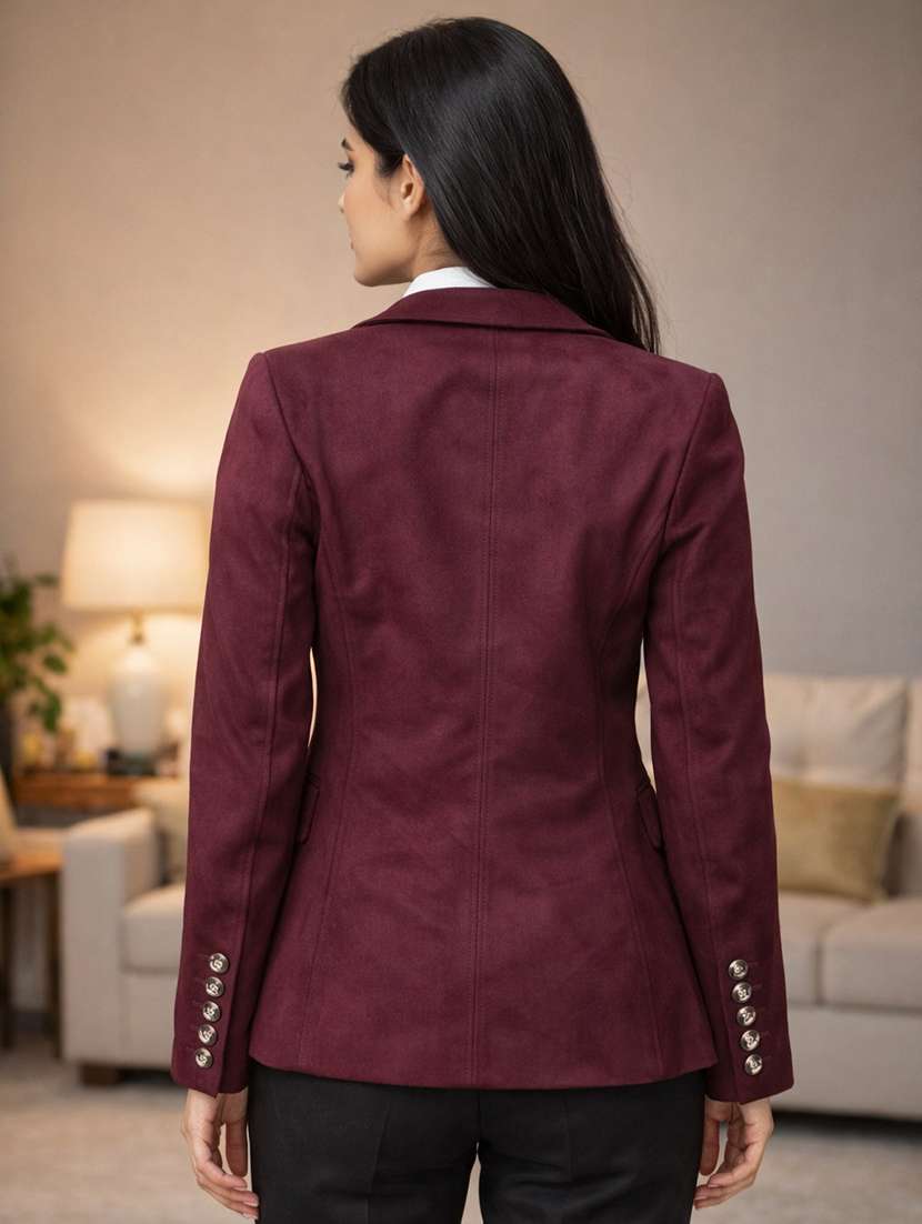women solid long sleeve double breasted blazer - 22301682 -  Standard Image - 4