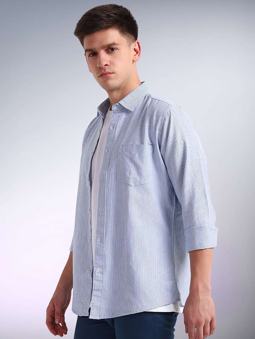 men striped long sleeve regular fit casual shirt - 22301702 -  Standard Image - 1