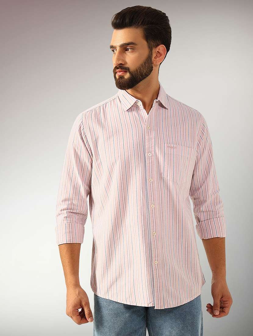 men striped long sleeve regular fit casual shirt - 22301705 -  Standard Image - 1