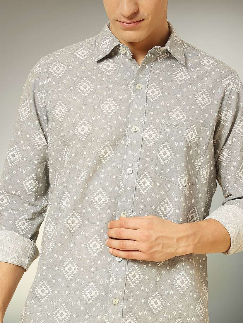 men printed long sleeve regular fit casual shirt - 22301711 -  Standard Image - 4