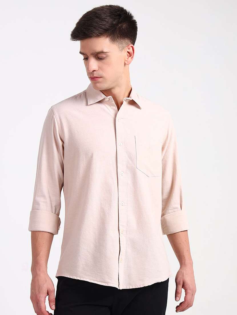 men solid long sleeve regular fit casual shirt