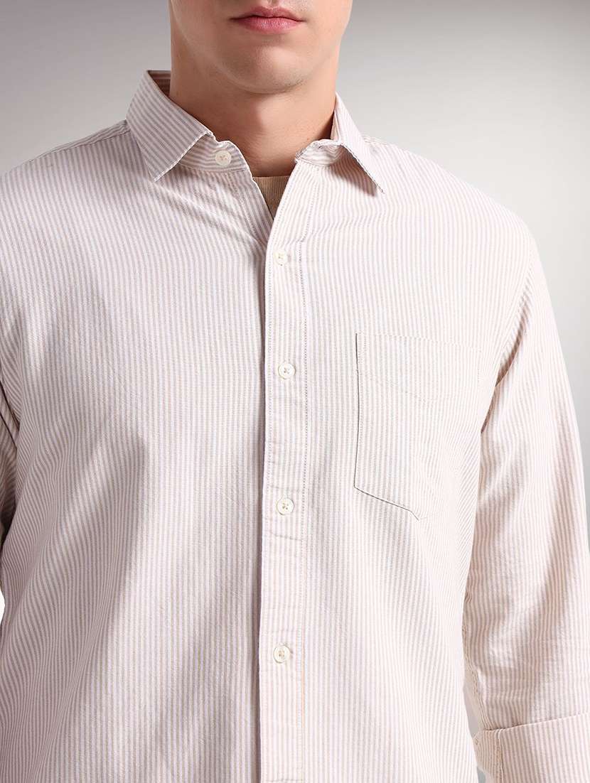 men striped long sleeve regular fit casual shirt - 22301721 -  Standard Image - 4