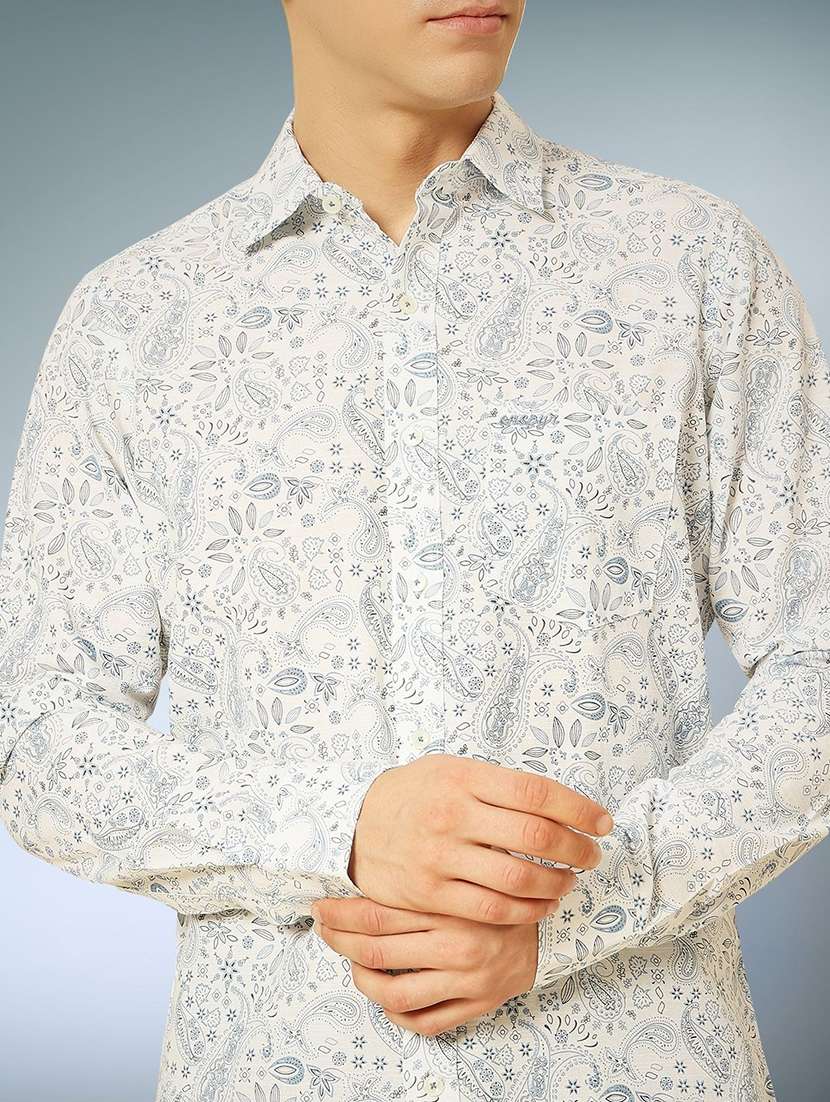 men paisley printed long sleeve regular fit casual shirt - 22301731 -  Standard Image - 4