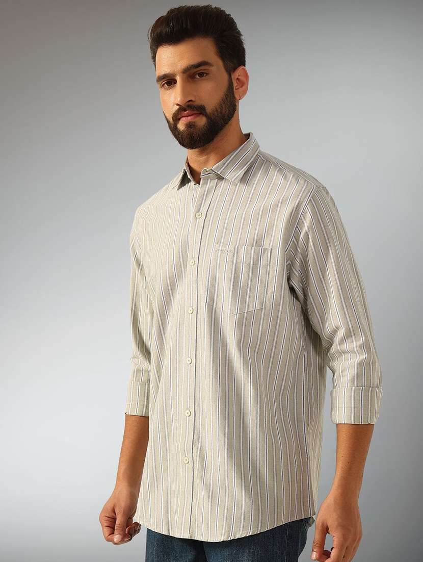 men striped long sleeve regular fit casual shirt - 22301733 -  Standard Image - 1