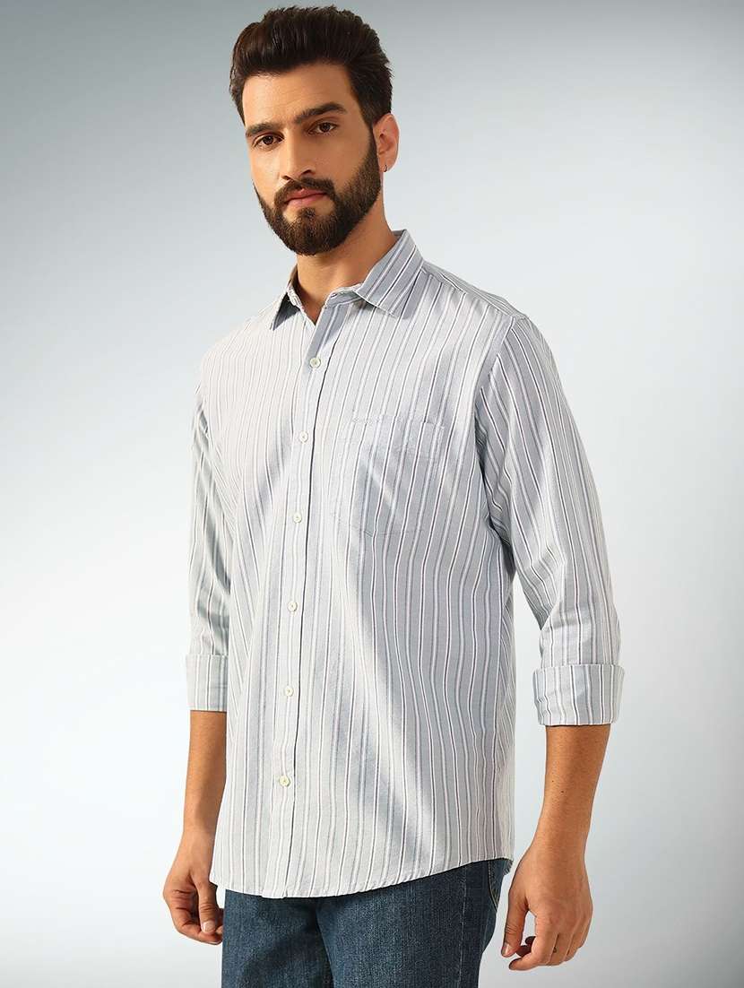 men striped long sleeve regular fit casual shirt - 22301752 -  Standard Image - 1