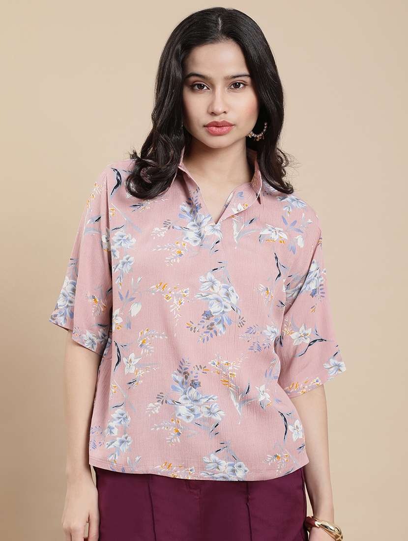 women floral print elbow sleeve top - 22301770 -  Standard Image - 1