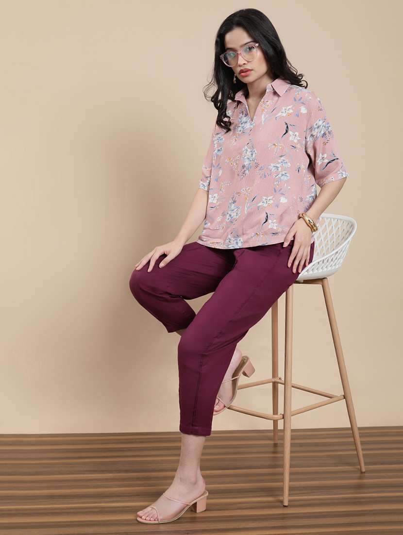 women floral print elbow sleeve top - 22301770 -  Standard Image - 4