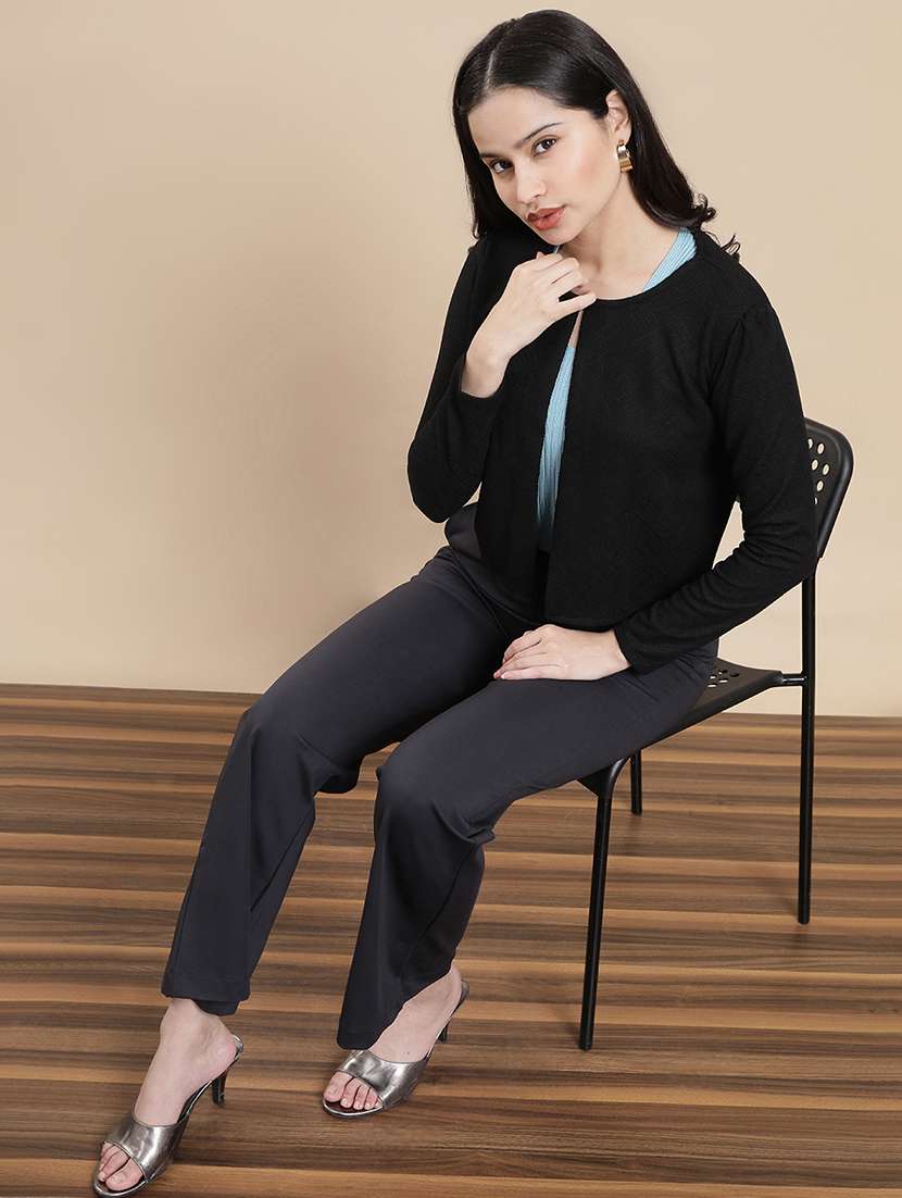 women solid long sleeve crop shrug - 22301817 -  Standard Image - 4