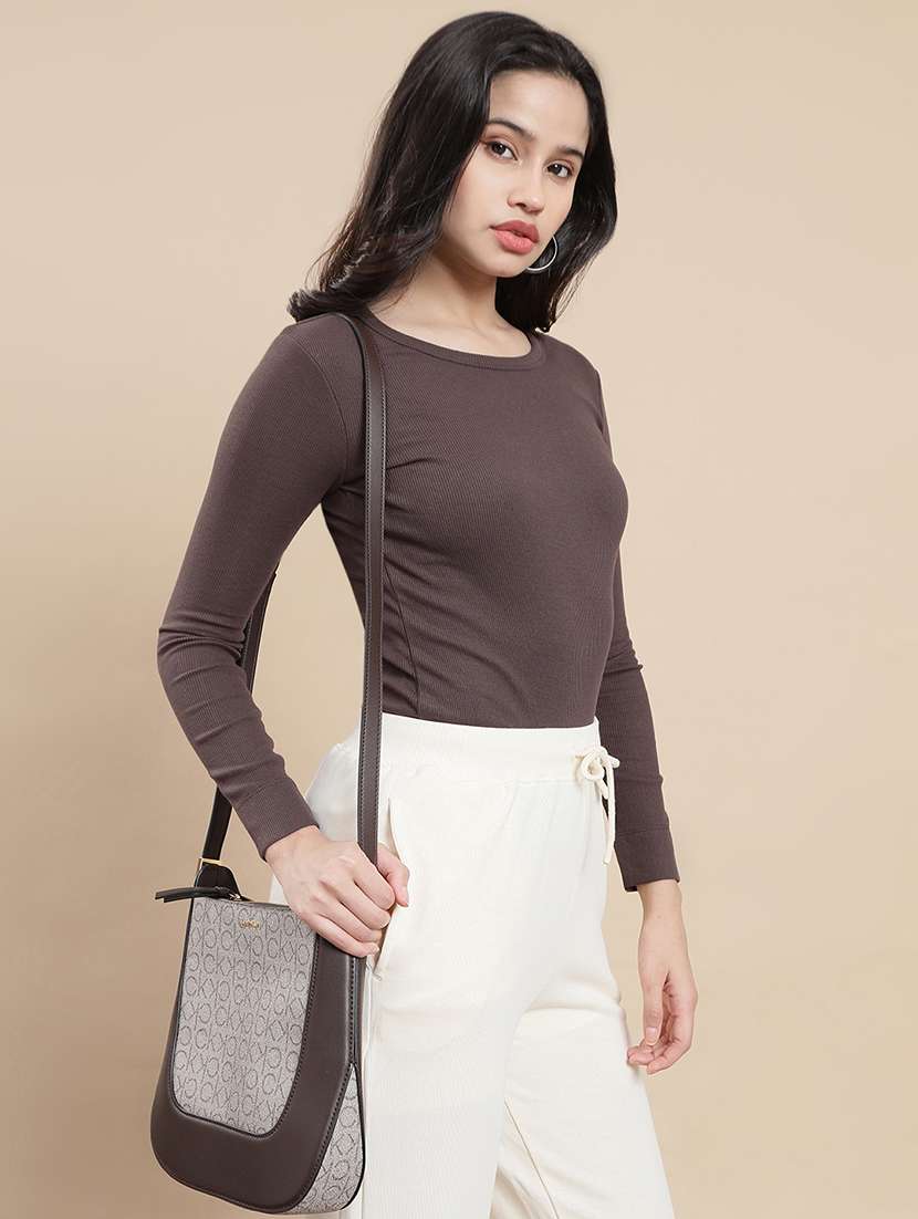 women solid long sleeve straight top - 22301820 -  Standard Image - 1