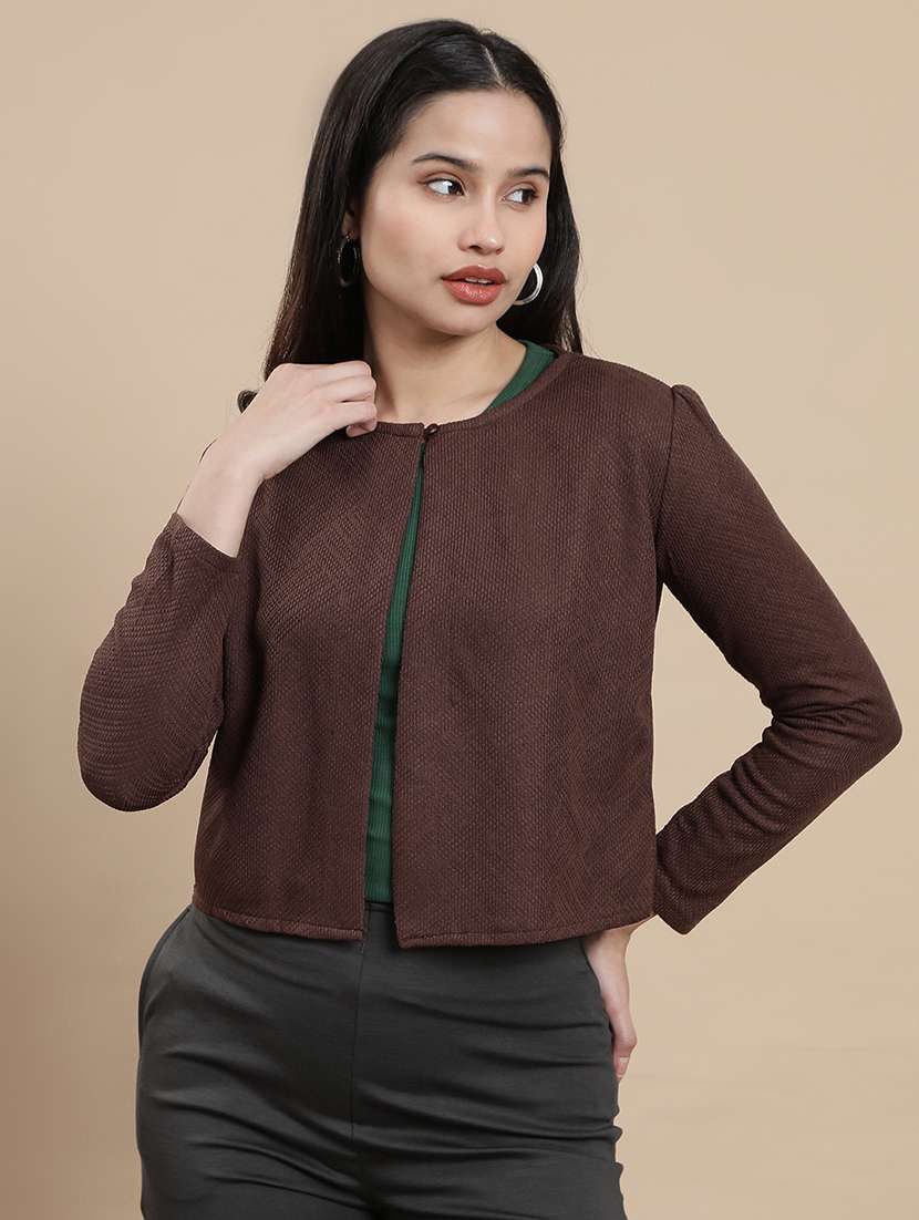 women solid long sleeve crop shrug - 22301836 -  Standard Image - 1