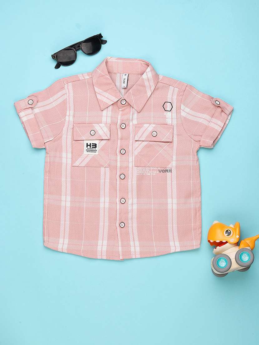boys checekred collared short sleeve shirt - 22302183 -  Standard Image - 1