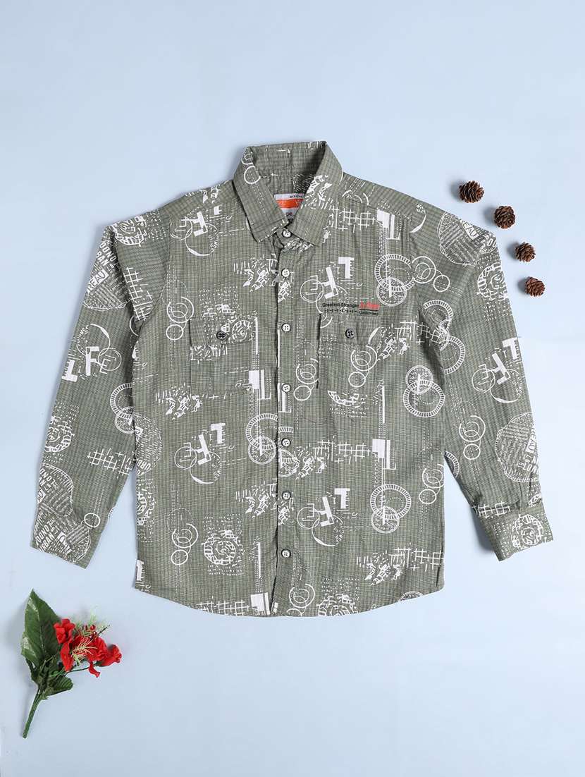 boys printed long sleeve collared shirt - 22302196 -  Standard Image - 1