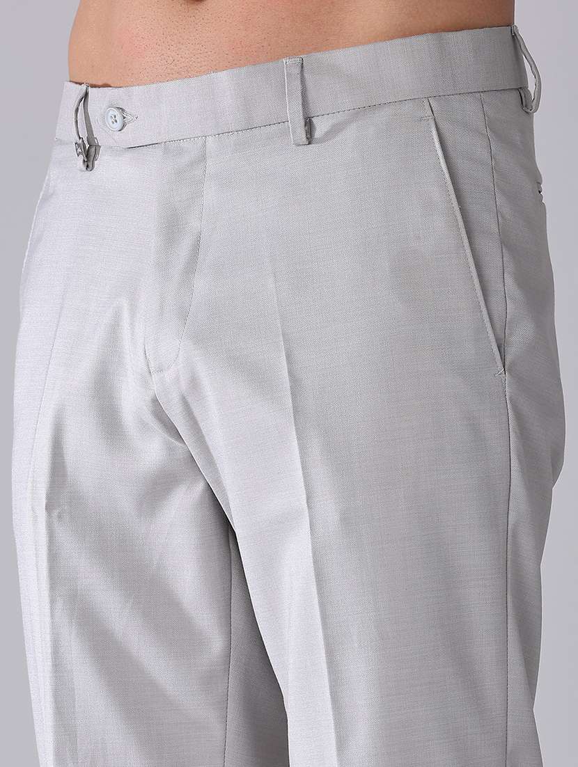 Men Solid Mid Rise Regular Fit Trouser - 22302225 -  Standard Image - 1