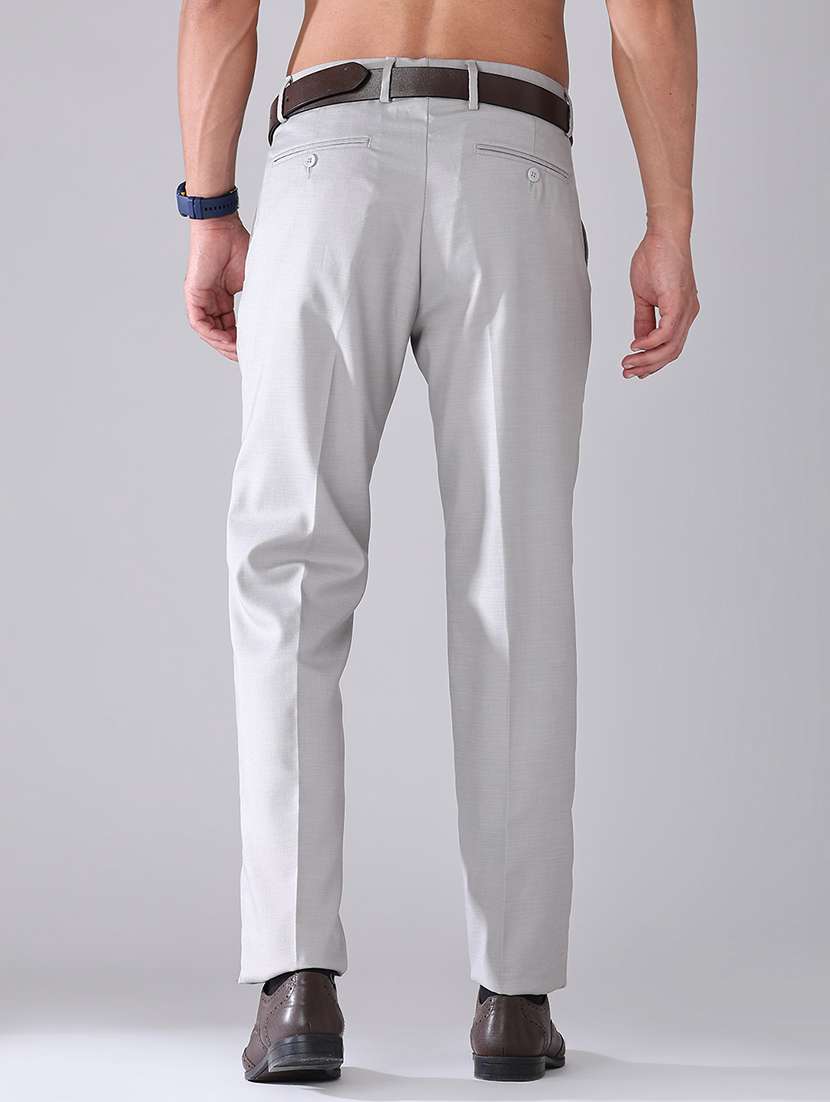 Men Solid Mid Rise Regular Fit Trouser - 22302225 -  Standard Image - 4