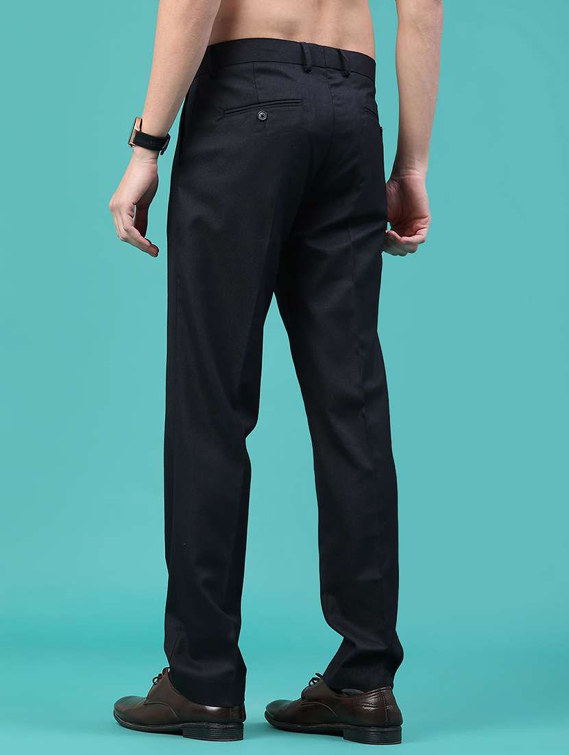 navy blue viscose flat front trousers formal - 22302228 -  Standard Image - 4