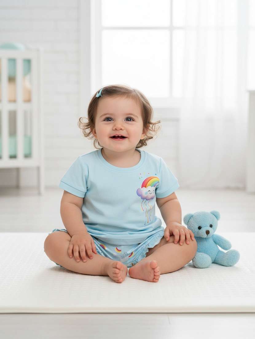 blue cotton shorts set infant twin - 22302343 -  Standard Image - 1