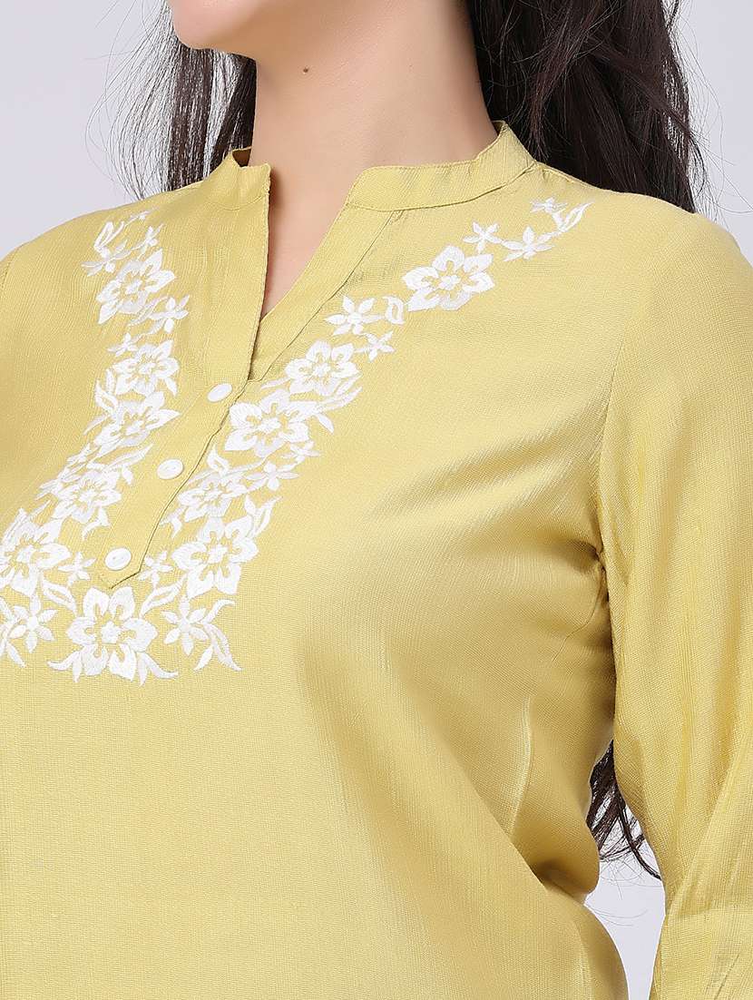 women embroidered three quarter sleeves regular top - 22302376 -  Standard Image - 1