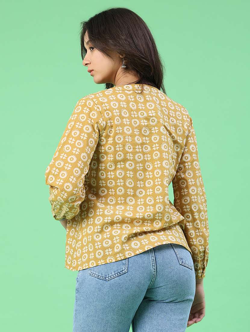 women printed long sleeves a-line top - 22302377 -  Standard Image - 4