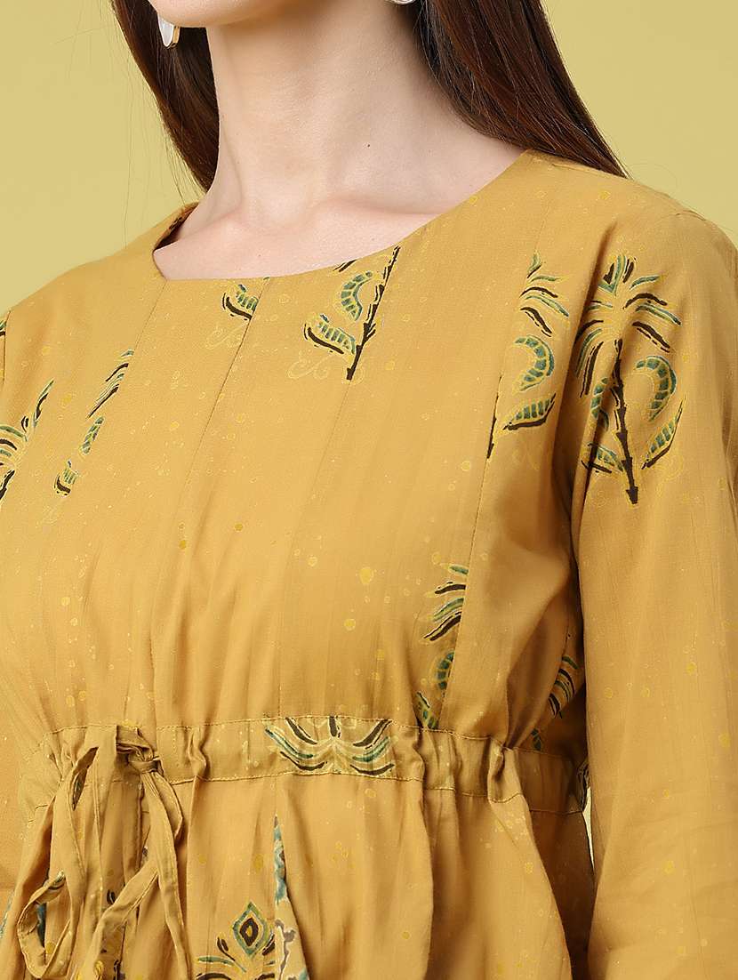 women printed three quarter sleeves peplum top - 22302378 -  Standard Image - 1