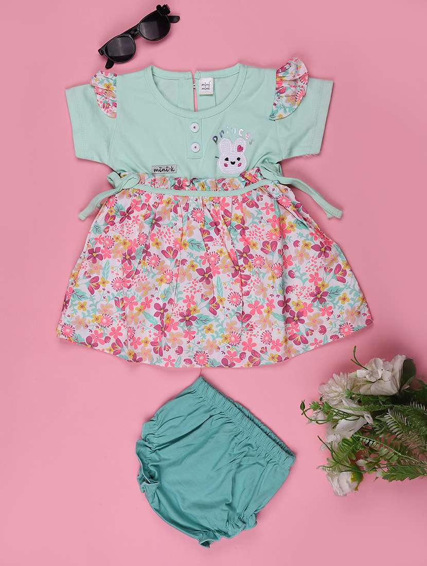 girls printed short sleeve dress with blommer - 22302388 -  Standard Image - 1