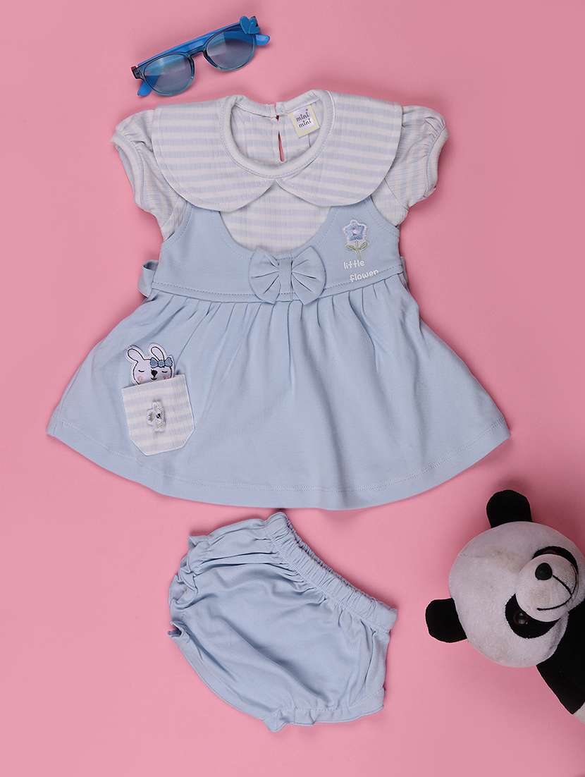 girls striped short sleeve frock with bloomer - 22302394 -  Standard Image - 1