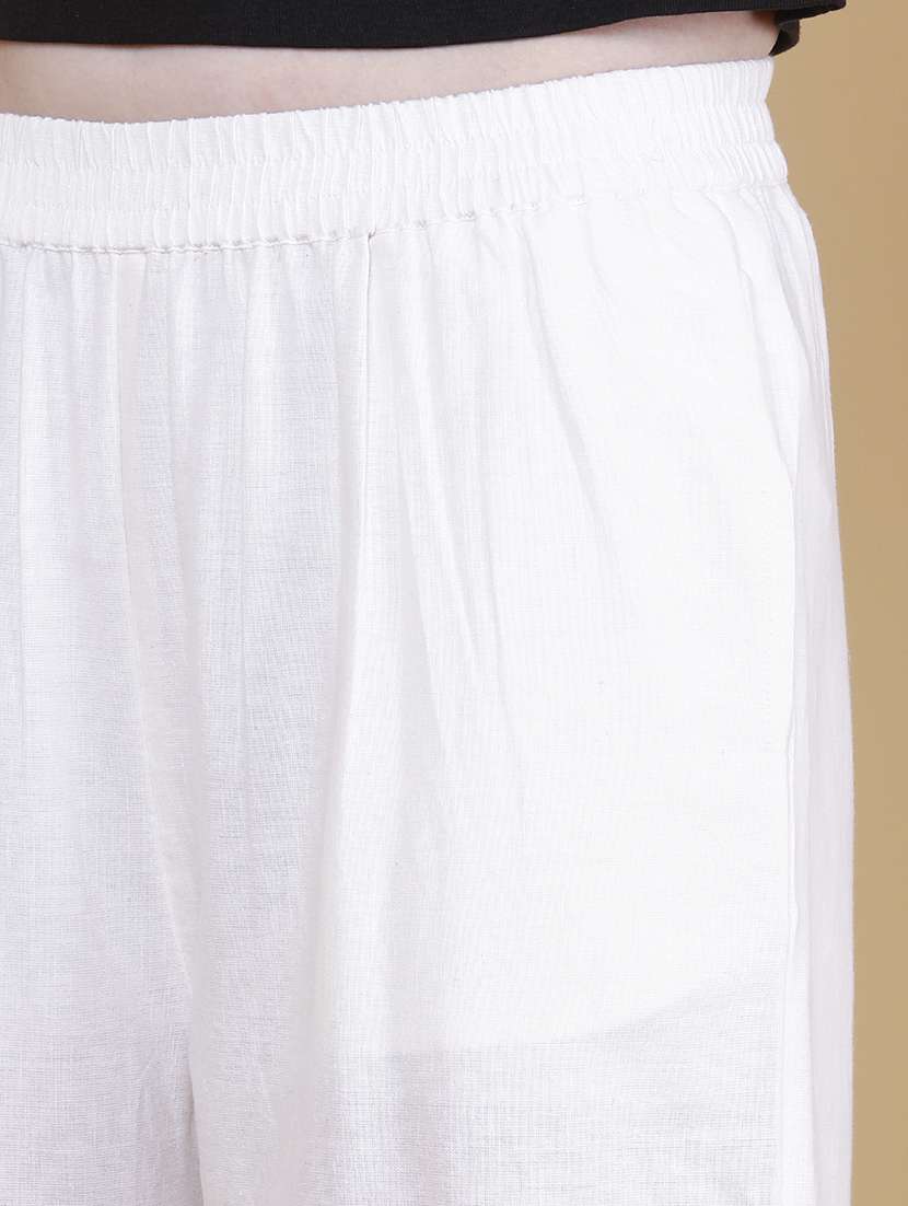 women embroidered mid rise regular fit straight trouser - 22302409 -  Standard Image - 1