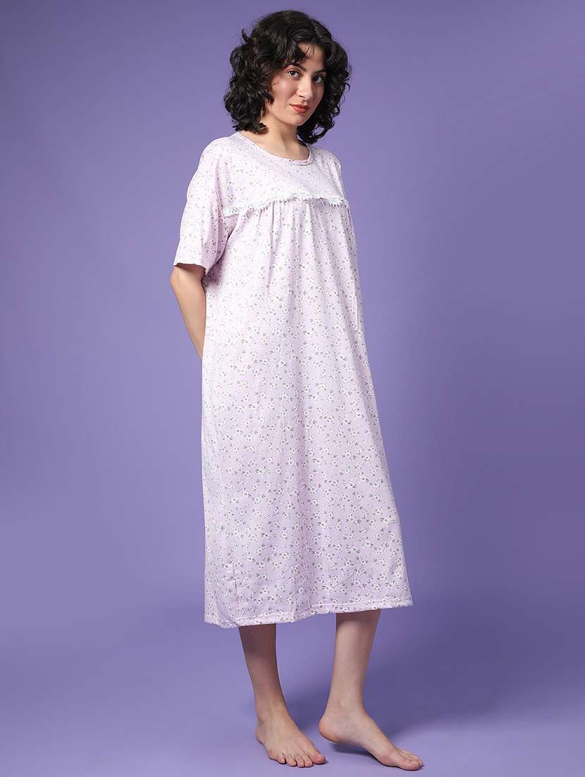 women printed short sleeve nighty - 22302410 -  Standard Image - 4
