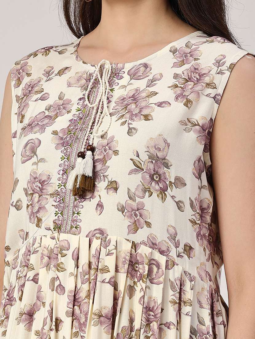 women printed sleeveless a-line dress - 22302415 -  Standard Image - 1