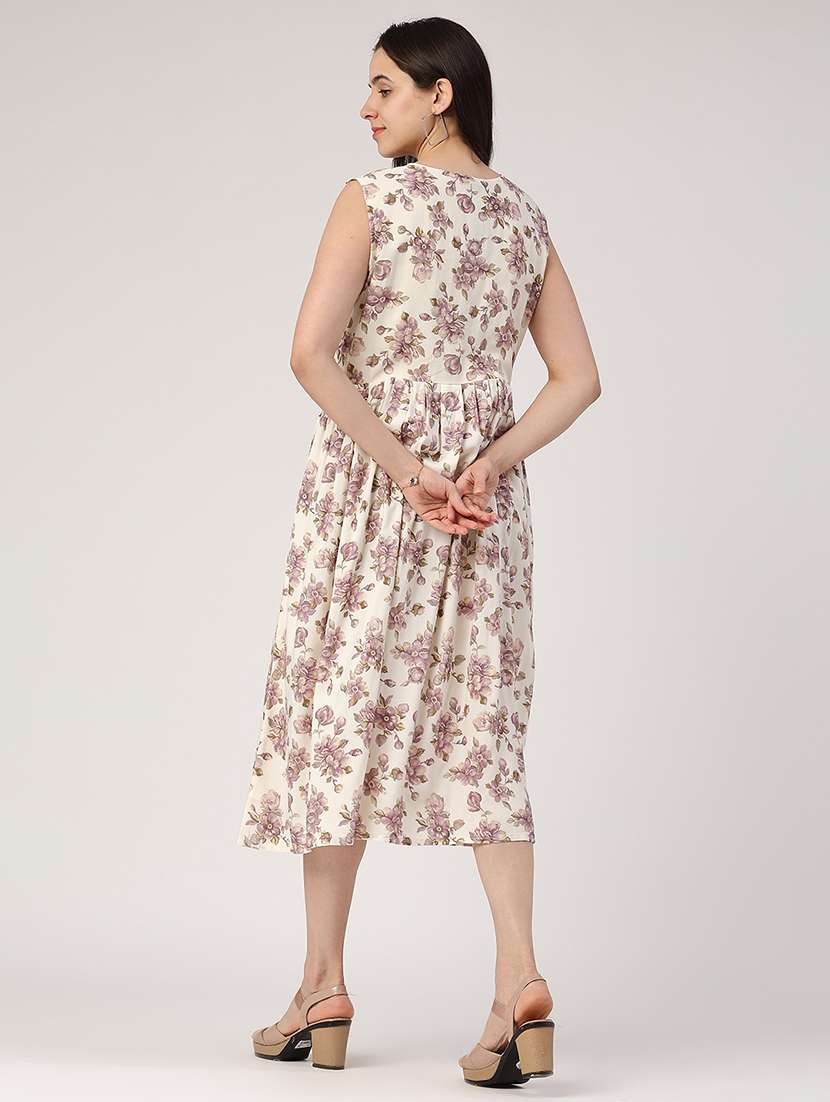 women printed sleeveless a-line dress - 22302415 -  Standard Image - 4