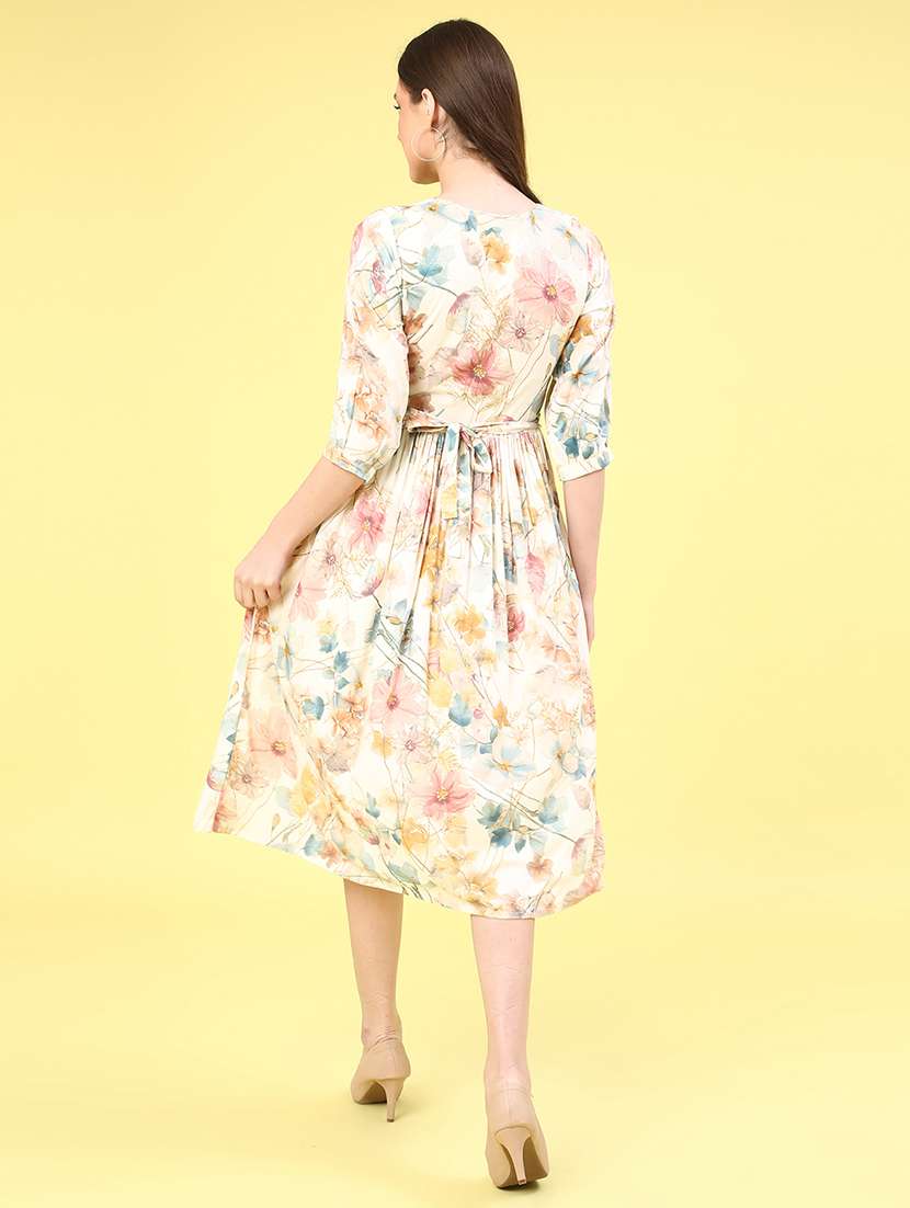 off white rayon aline dress - 22302419 -  Standard Image - 4