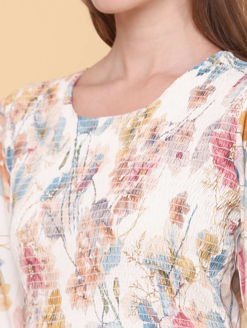 women printed round neck fit and flare dress - 22302420 -  Standard Image - 1
