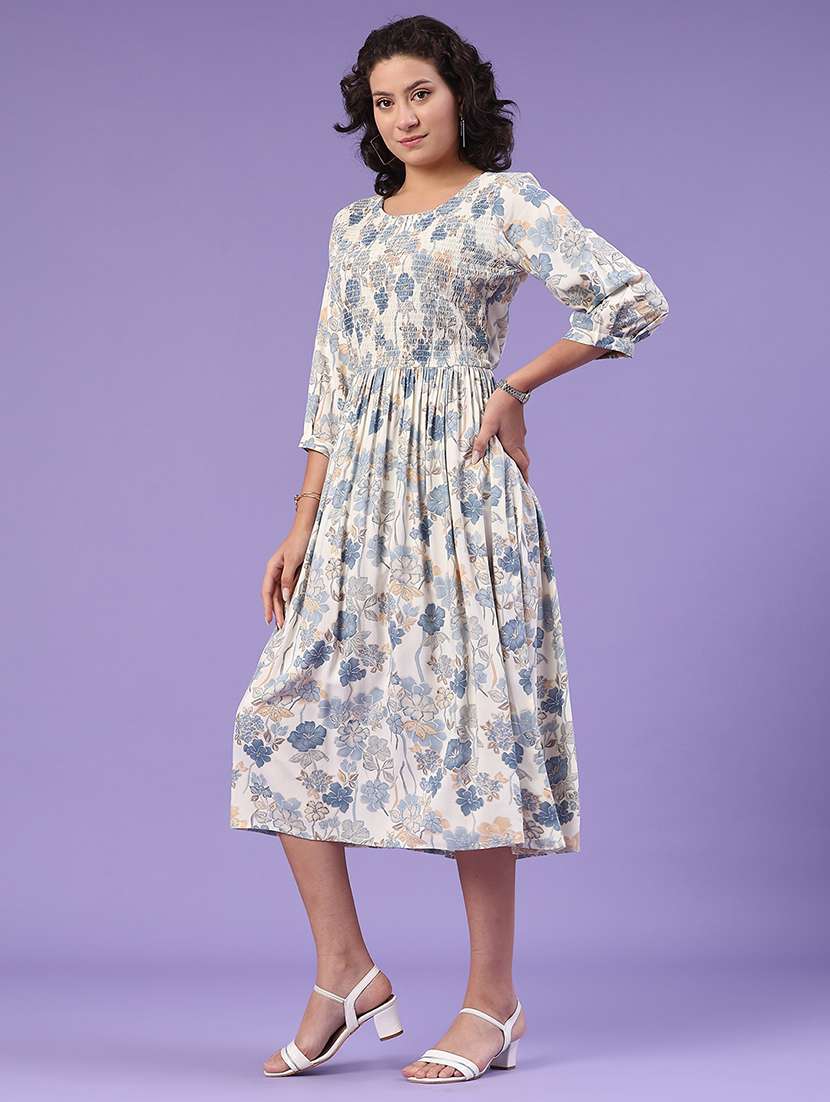 women printed round neck tiered dress - 22302422 -  Standard Image - 4