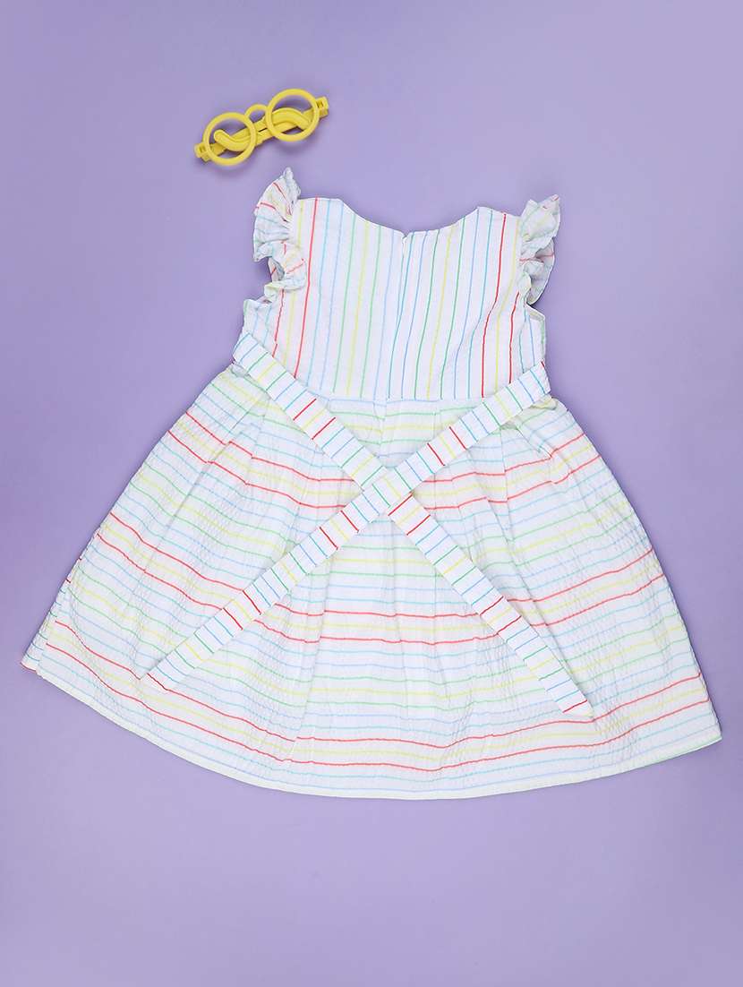 girls striped sleeveless flared frock - 22302474 -  Standard Image - 1