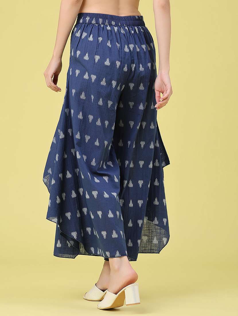 women printed mid rise flared palazzo - 22302585 -  Standard Image - 4