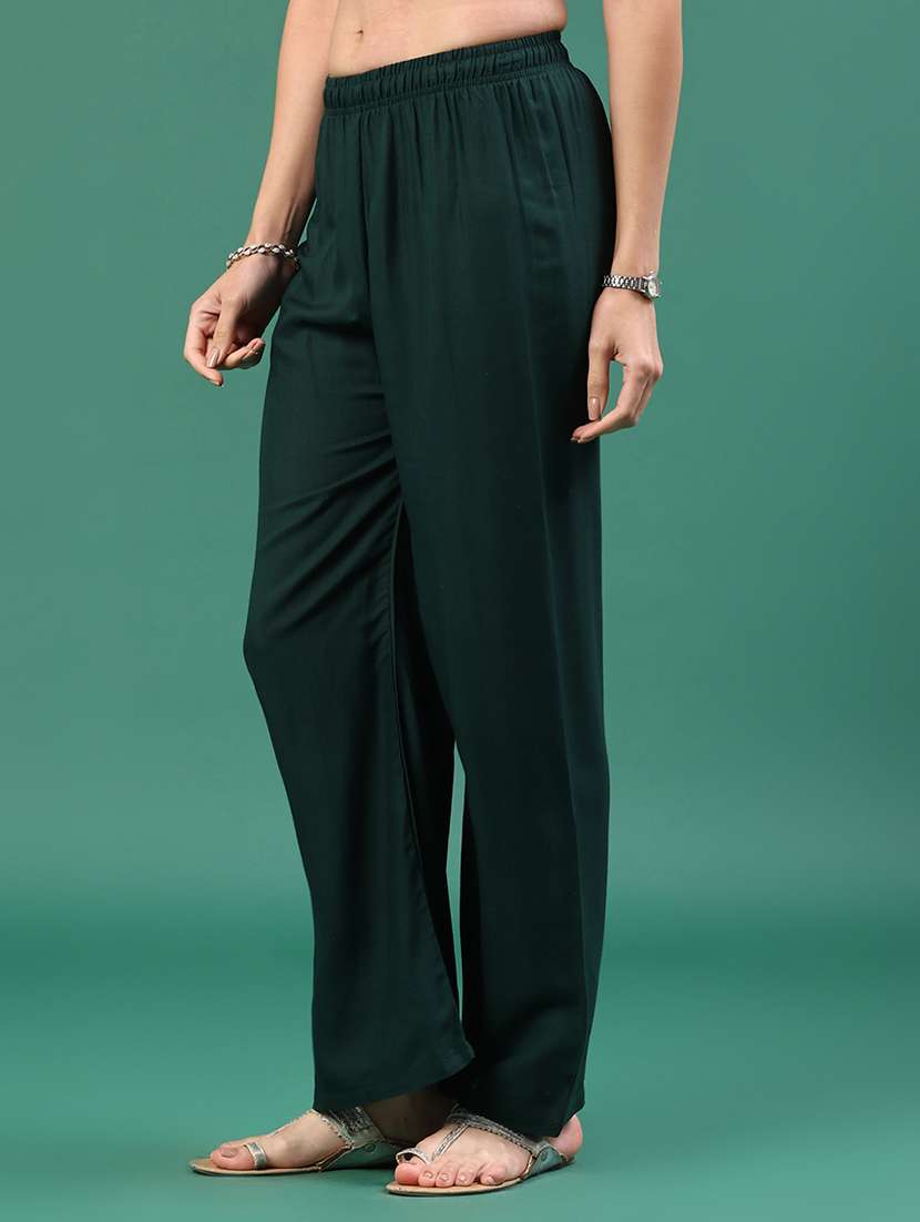 women solid mid rise straight palazzo - 22302588 -  Standard Image - 4