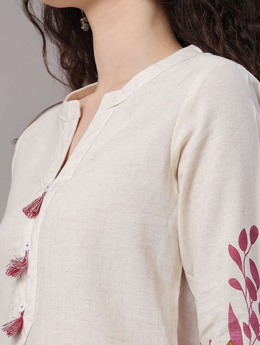 women printed three quarter sleeves straight kurta - 22302594 -  Standard Image - 1