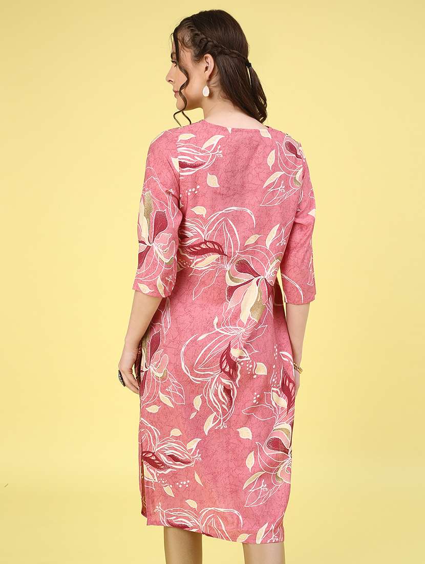 pink cotton straight kurta - 22302668 -  Standard Image - 4