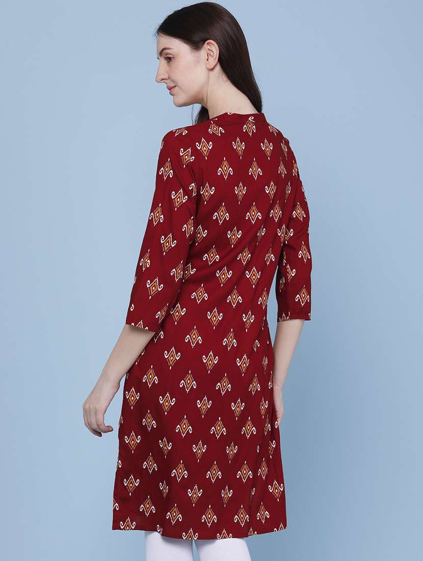 women printed three quarter sleeves straight kurta - 22302681 -  Standard Image - 4