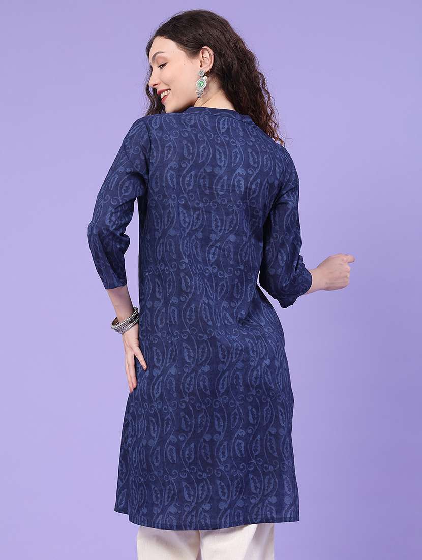 women printed three quarter sleeves straight kurta - 22302683 -  Standard Image - 4
