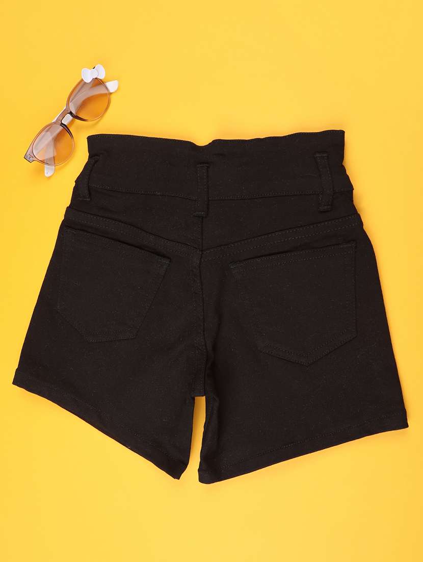 kids black denim shorts shorts & three fourth - 22302742 -  Standard Image - 1