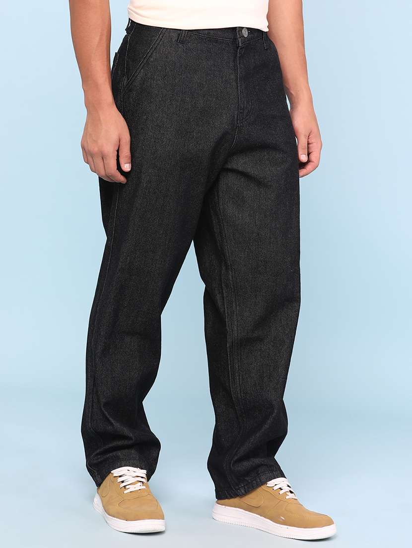 men solid mid rise baggy jeans - 22302757 -  Standard Image - 1