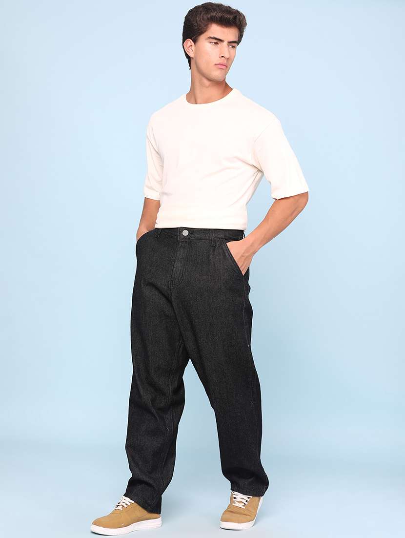 men solid mid rise baggy jeans - 22302757 -  Standard Image - 4