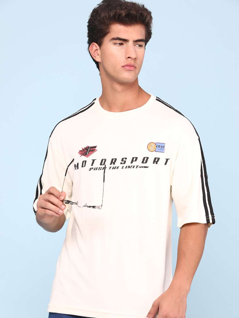 men printed short sleeves oversized t-shirt